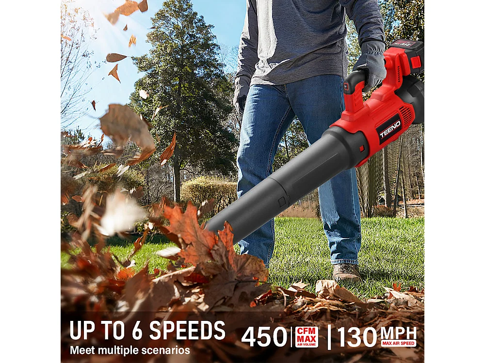 Souffleur de feuilles électrique, 6 modes de vitesse, 450 cfm/130 mph