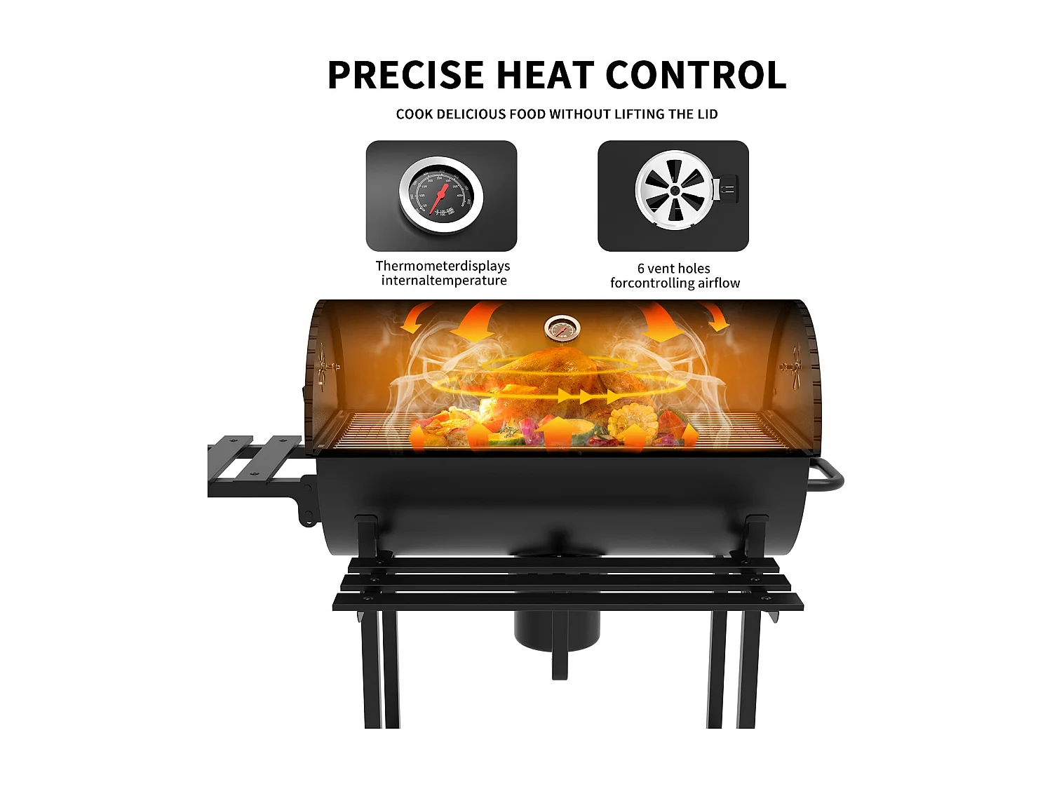 Barbecue Charbon de Bois,avec Grille de Cuisson XXL avec Deux éTagèRes (with Cloth Cover)