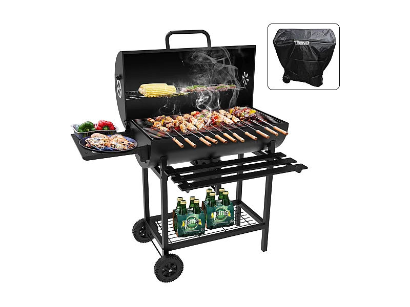 Barbecue Charbon de Bois,avec Grille de Cuisson XXL avec Deux éTagèRes (with Cloth Cover)