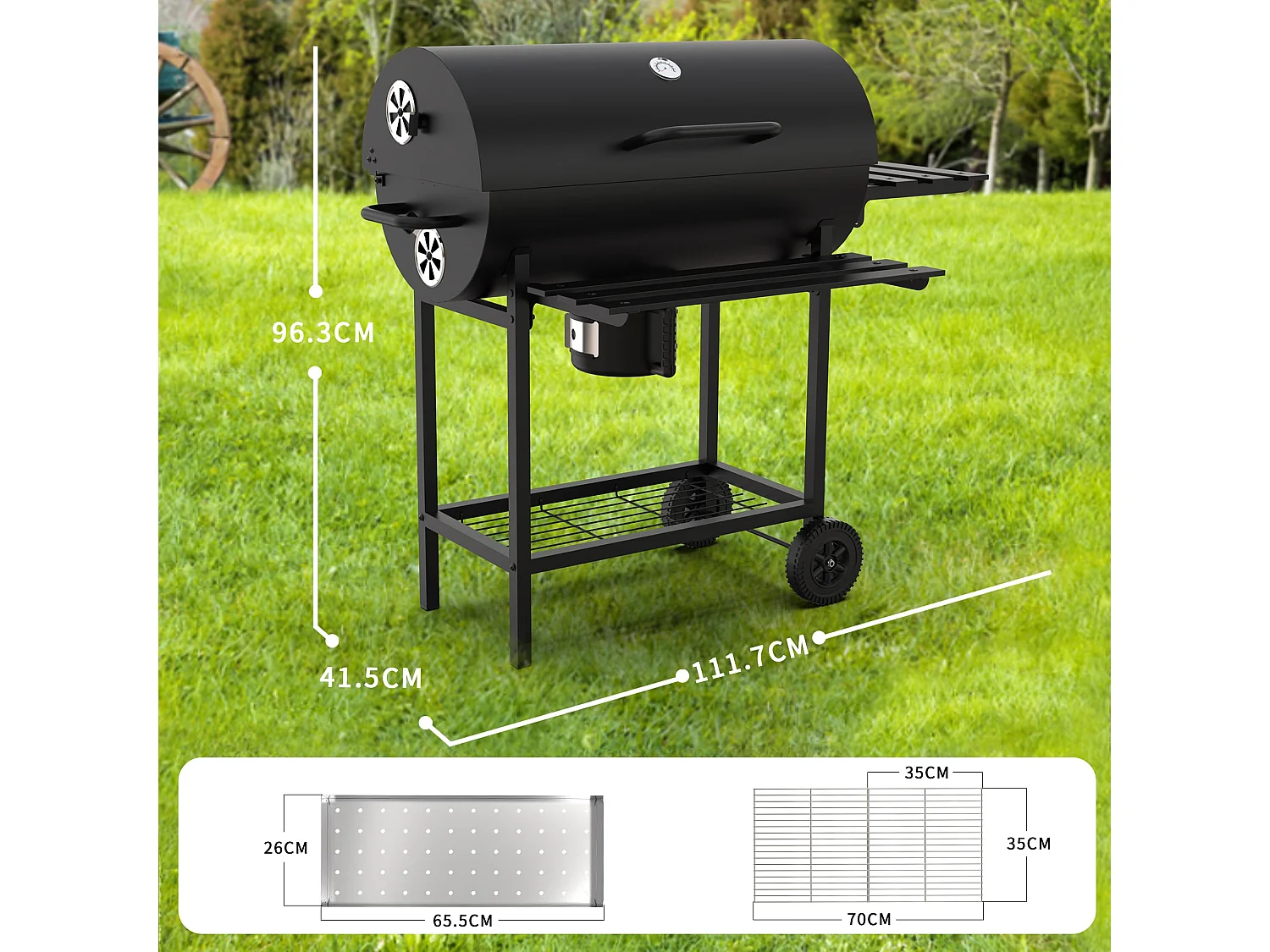 Barbecue Charbon de Bois XXL,Barbecue,avec Grille de Cuisson XXL avec Deux éTagèRes