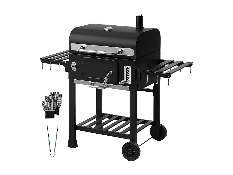 Chariot XXL pour barbecue au charbon de bois, grand fumoir