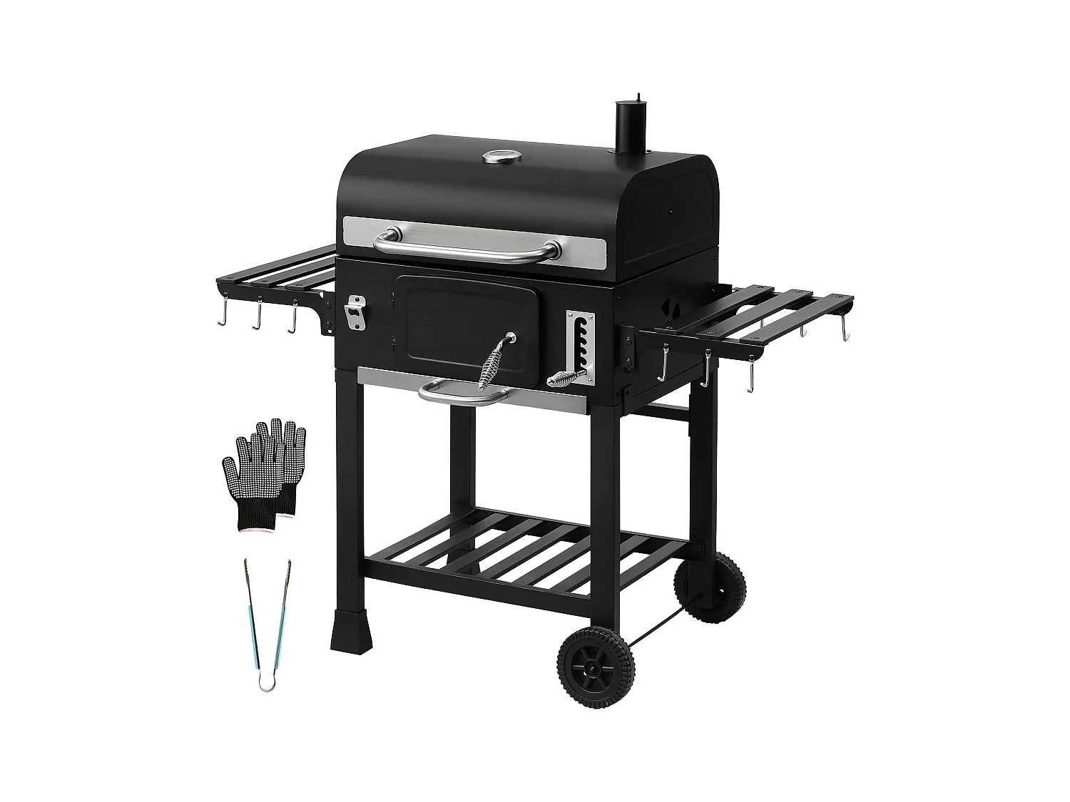 Chariot XXL pour barbecue au charbon de bois, grand fumoir