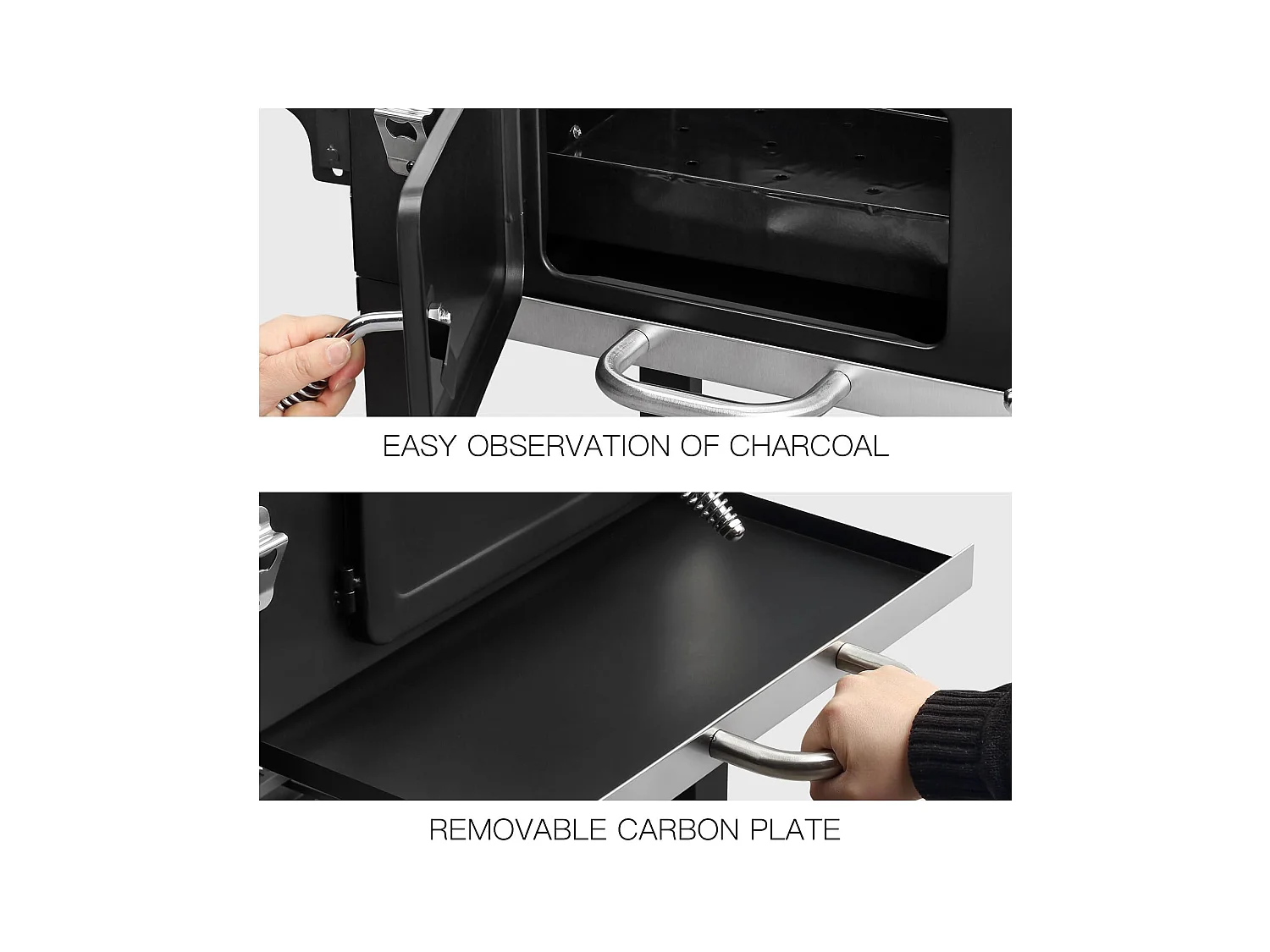 Chariot XXL pour barbecue au charbon de bois, grand fumoir