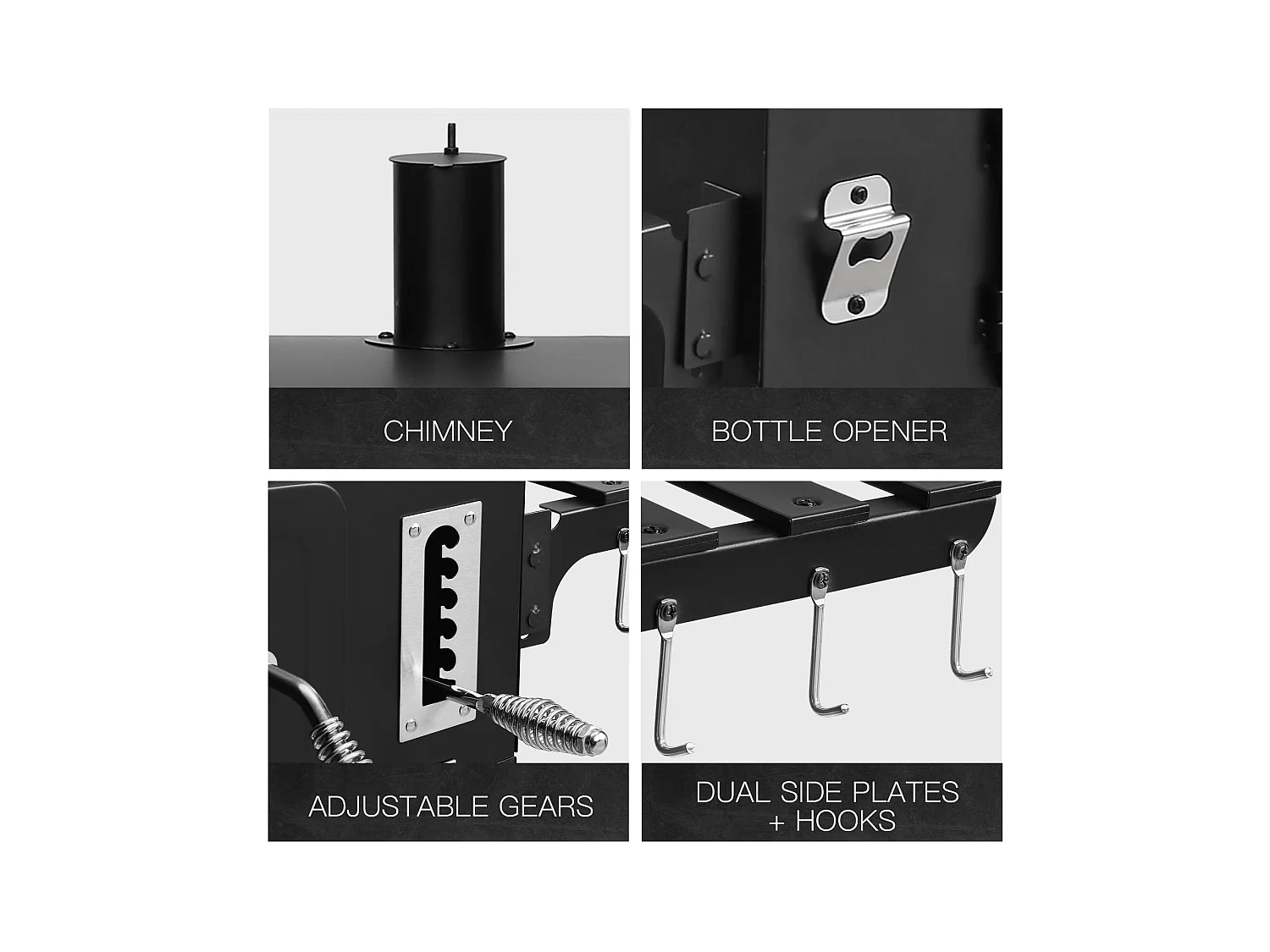 Chariot XXL pour barbecue au charbon de bois, grand fumoir