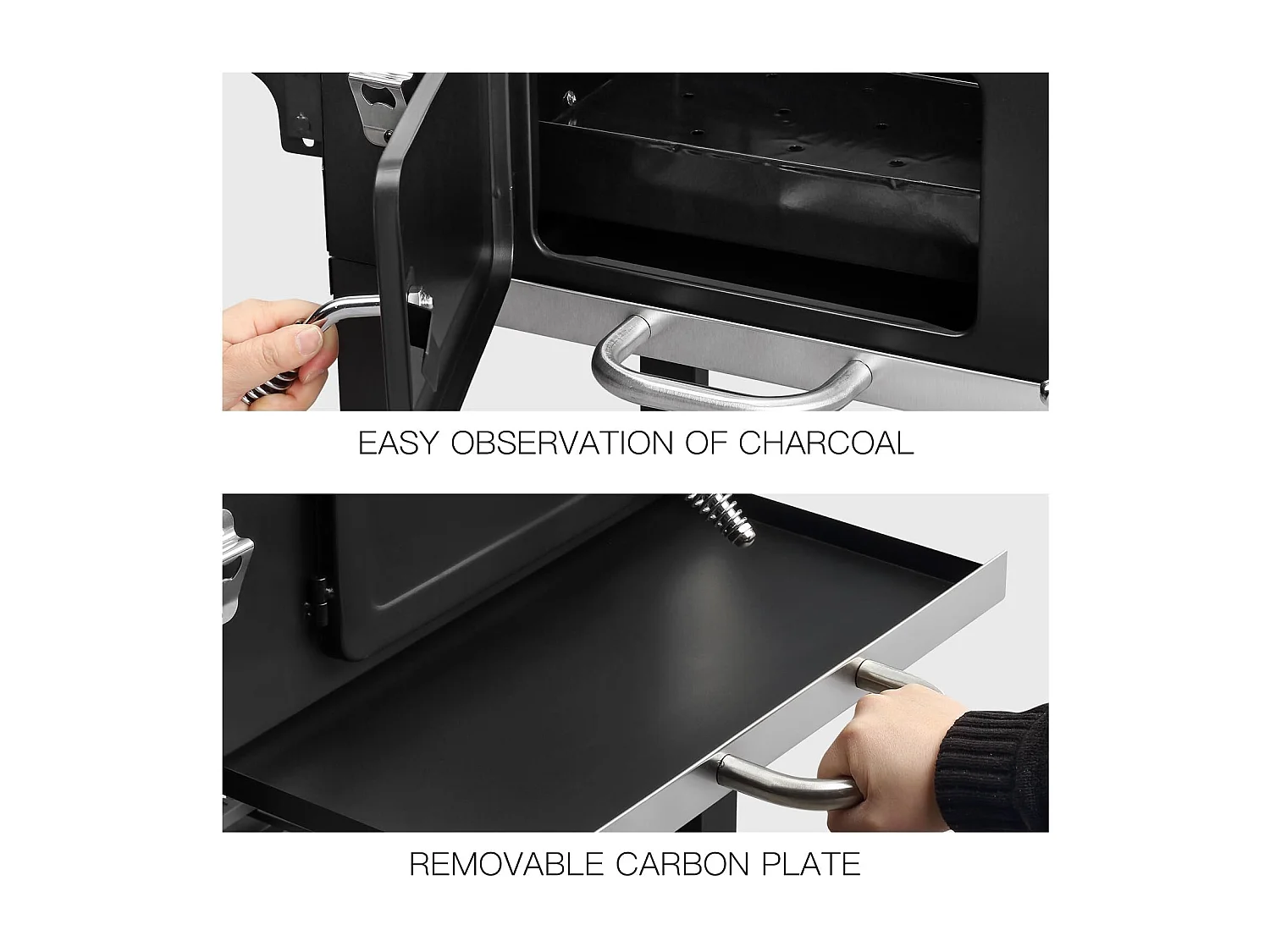 Chariot XXL pour barbecue au charbon de bois, grand fumoir