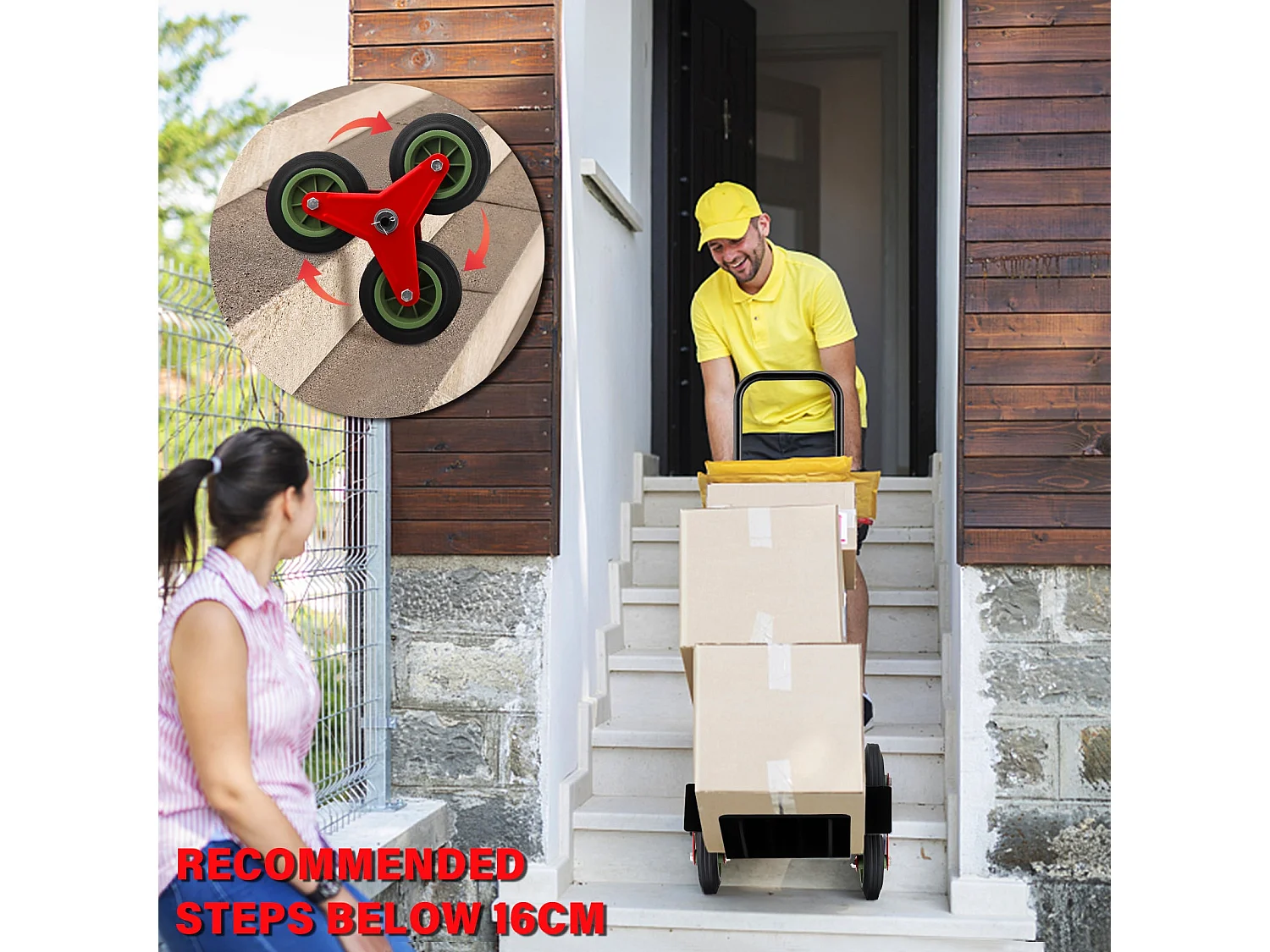 Chariot pliant avec poignée rétractable, capacité de charge garantie de 150 kg