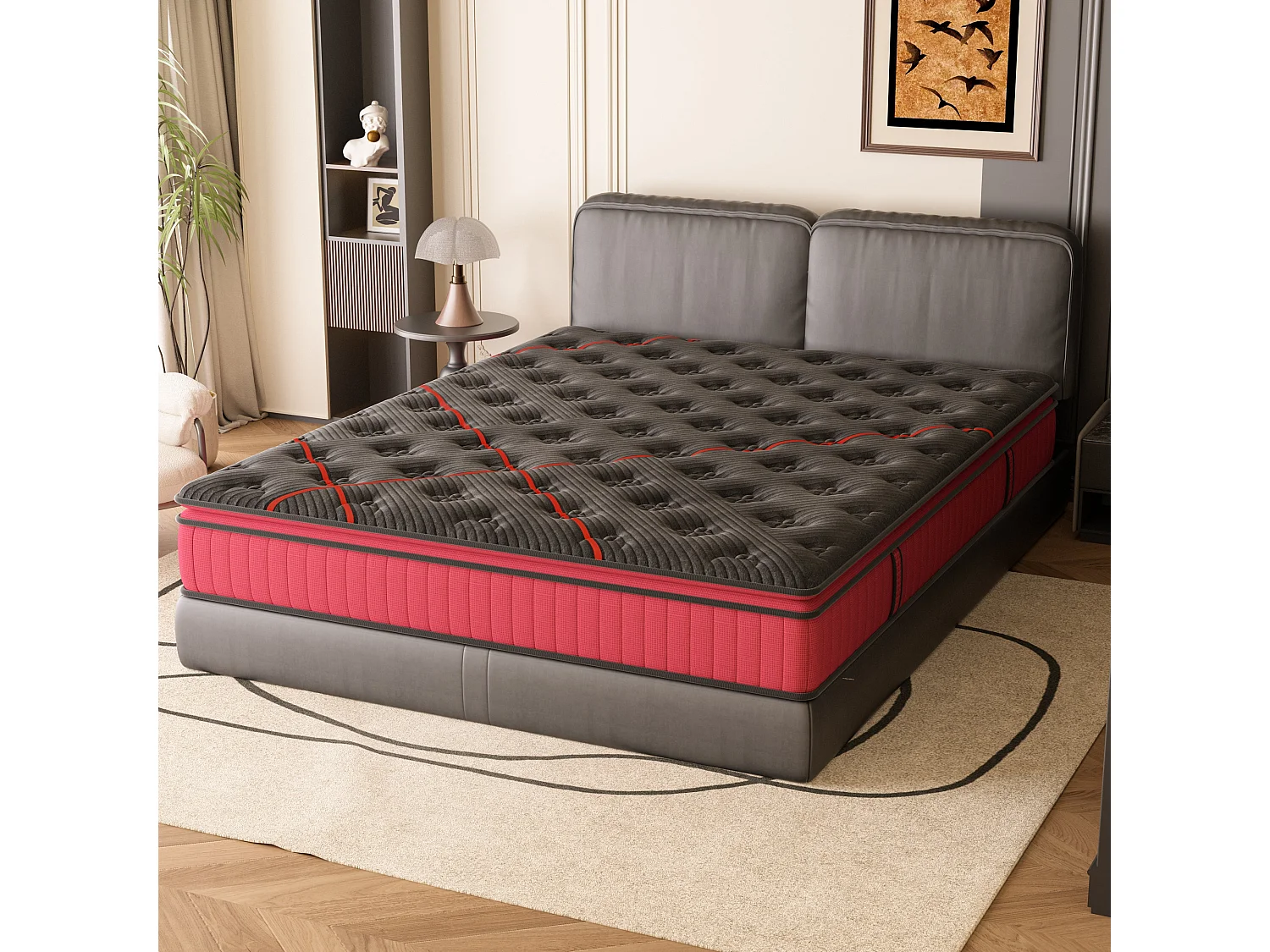 Matelas Ressorts 160x200cm de Forme en Mousse et Ressorts, 30 cm Épaisseur