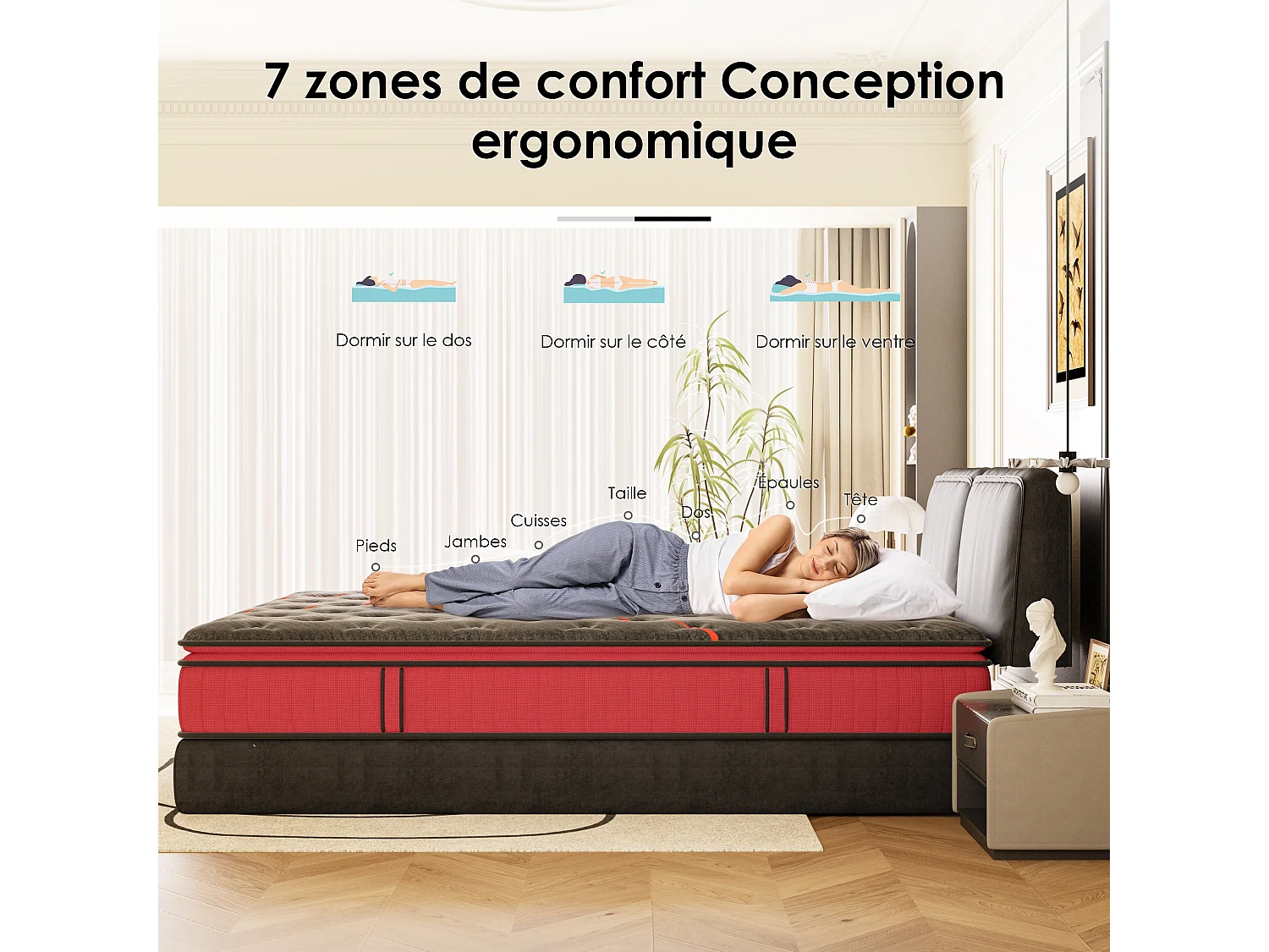 Matelas Ressorts 160x200cm de Forme en Mousse et Ressorts, 30 cm Épaisseur