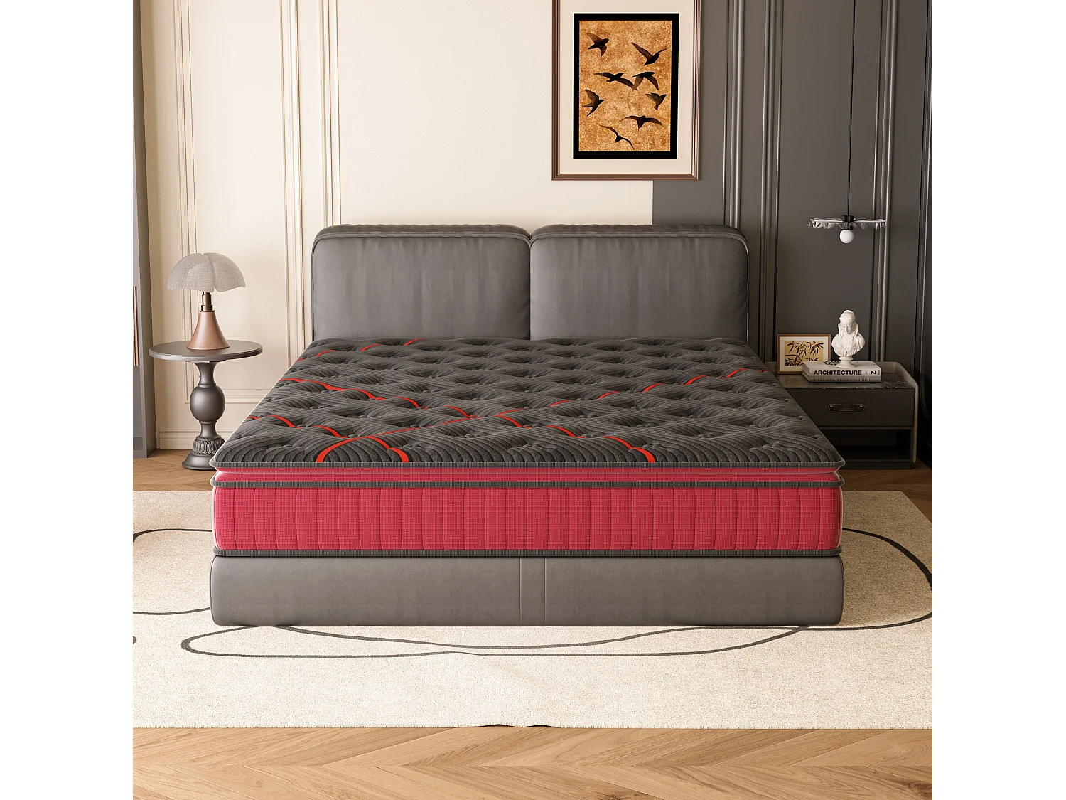 Matelas Ressorts 160x200cm de Forme en Mousse et Ressorts, 30 cm Épaisseur