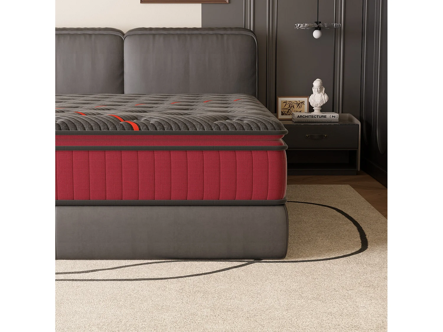 Matelas Ressorts 160x200cm de Forme en Mousse et Ressorts, 30 cm Épaisseur