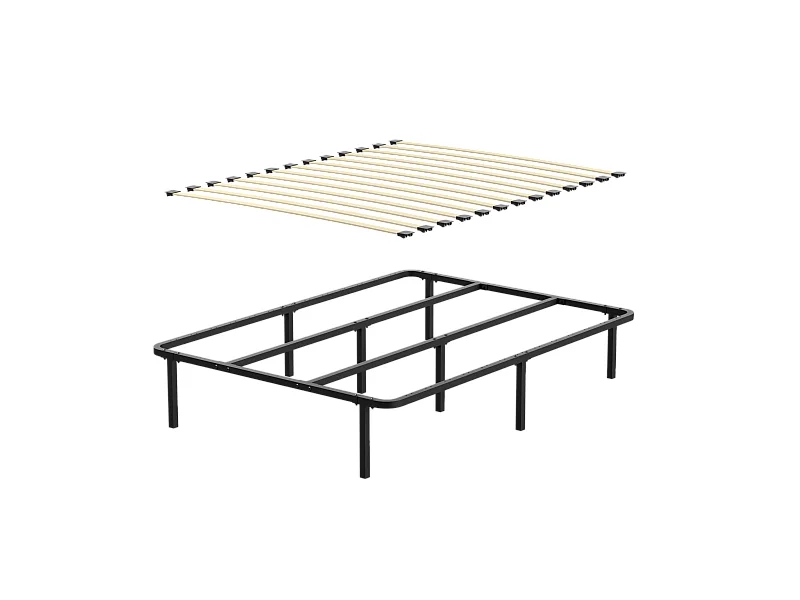 Cadre de lit 140 x 190 cm, hauteur 29 cm (140 × 190), équipé de 8 pieds.