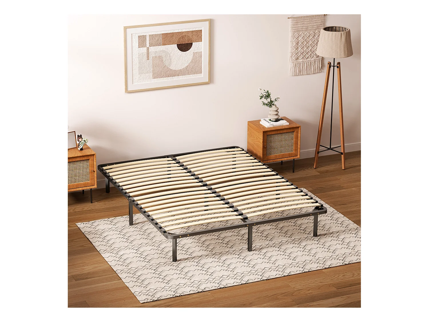Sommier à lattes 2x18, 160x200 cm, beige, robuste