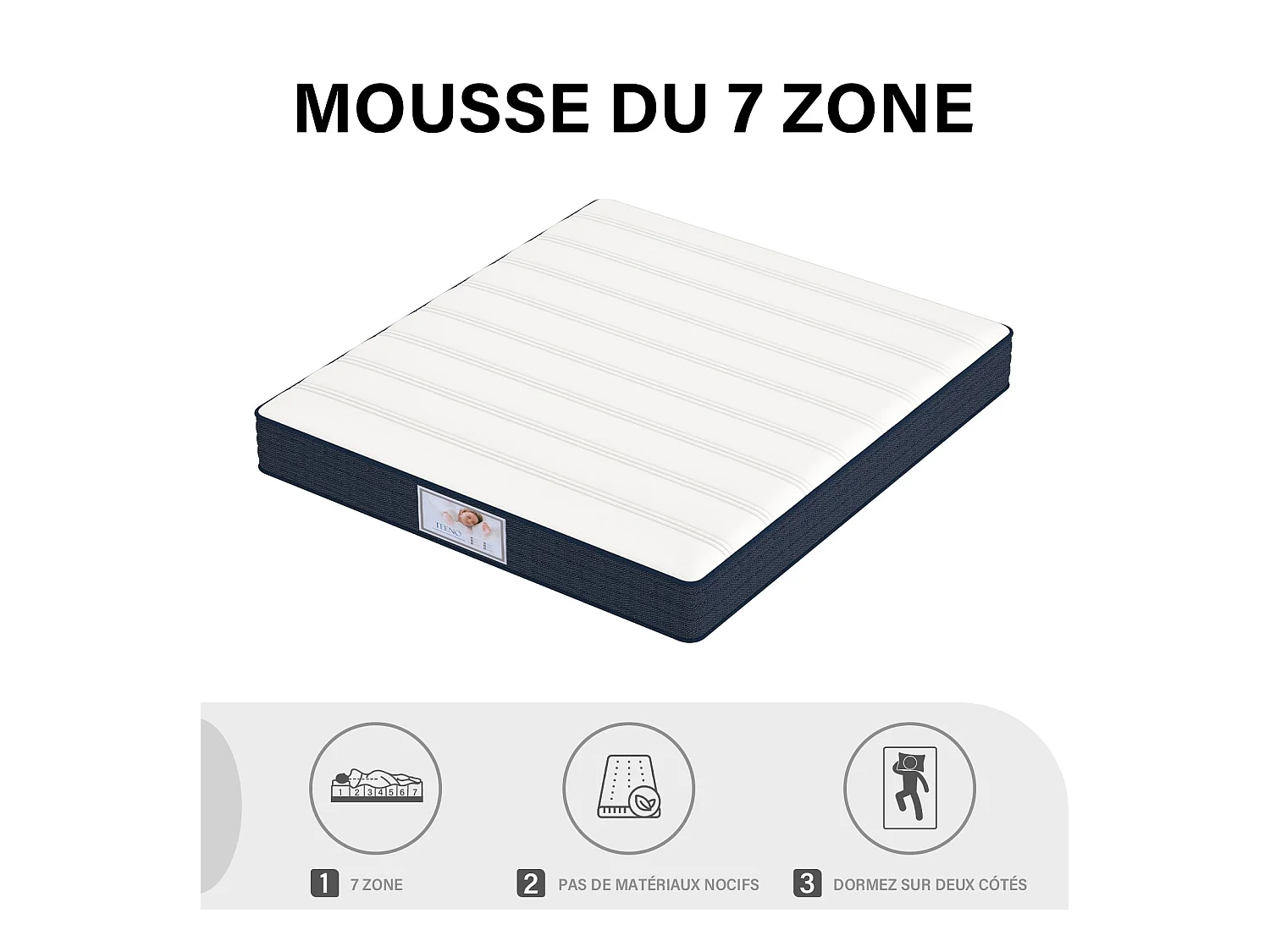 Ensemble Matelas à ressorts +Sommier à Lattes sur Pieds, 160x200cm, Epaisseur du Matelas 22cm