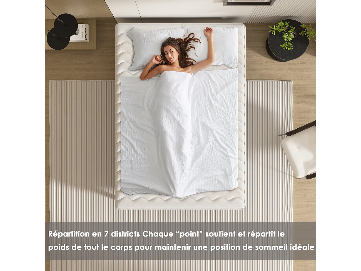 Combinaison lit matelas 140x200 cm, Matelas a mousse+ Cadre de Lit en Fer, Comprenant 9 pieds,