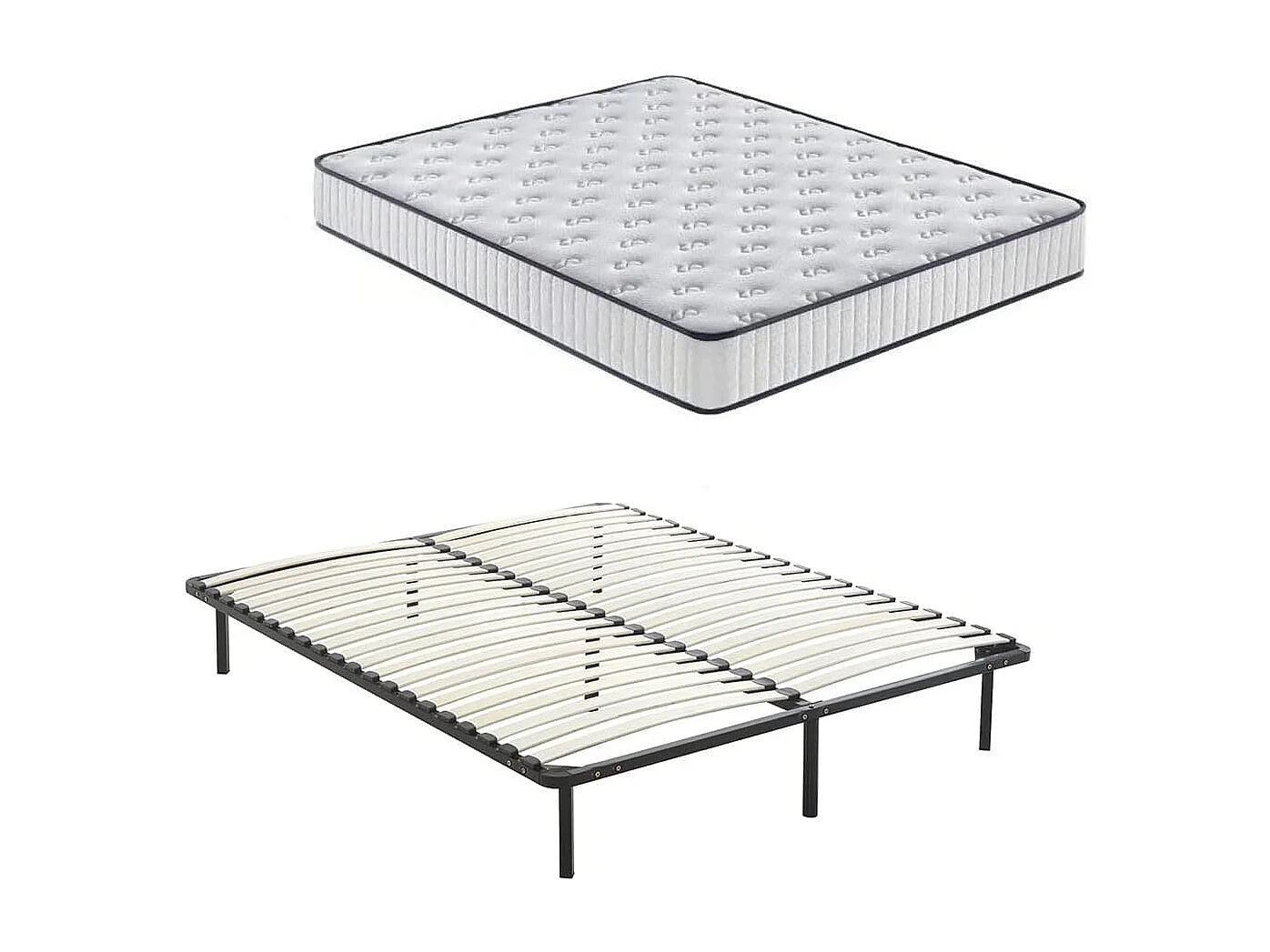 Ensemble Matelas en mousse + Sommier à Lattes 160x200cm, Epaisseur du Matelas 22cm