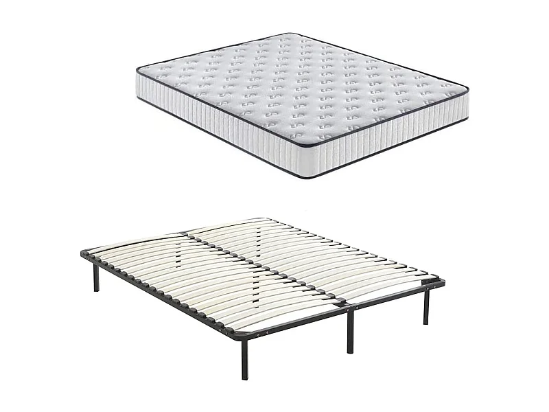 Ensemble Matelas en mousse + Sommier à Lattes 160x200cm, Epaisseur du Matelas 22cm