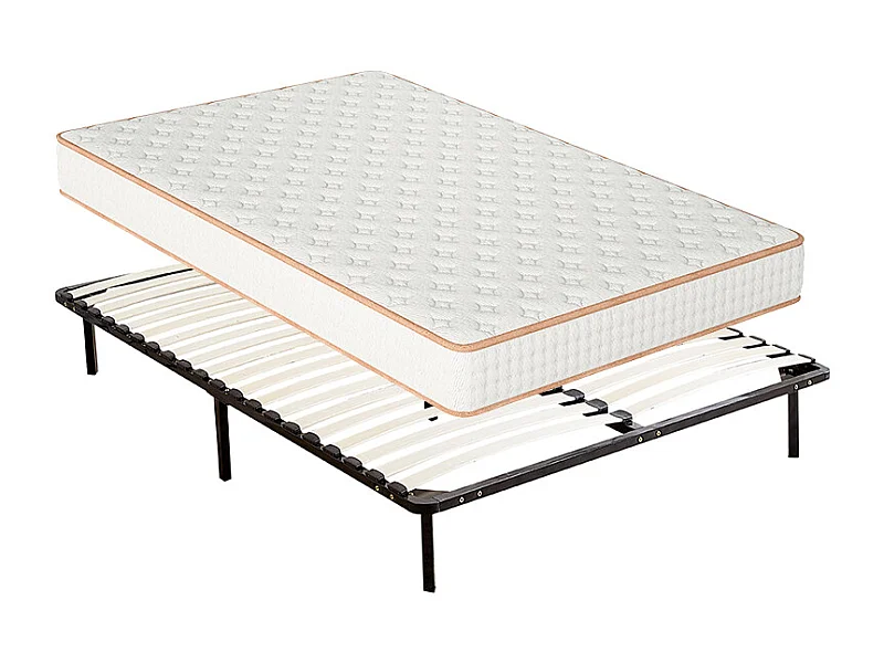 Ensemble Matelas en mousse + Sommier à Lattes 140x190cm, Epaisseur du Matelas 18 cm