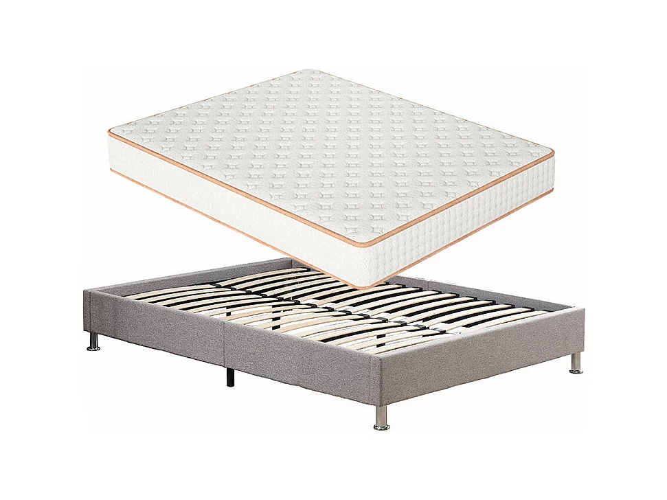 Set van schuimmatras + bedframe Platform gestoffeerd 160x200cm, dikte van de matras 18cm
