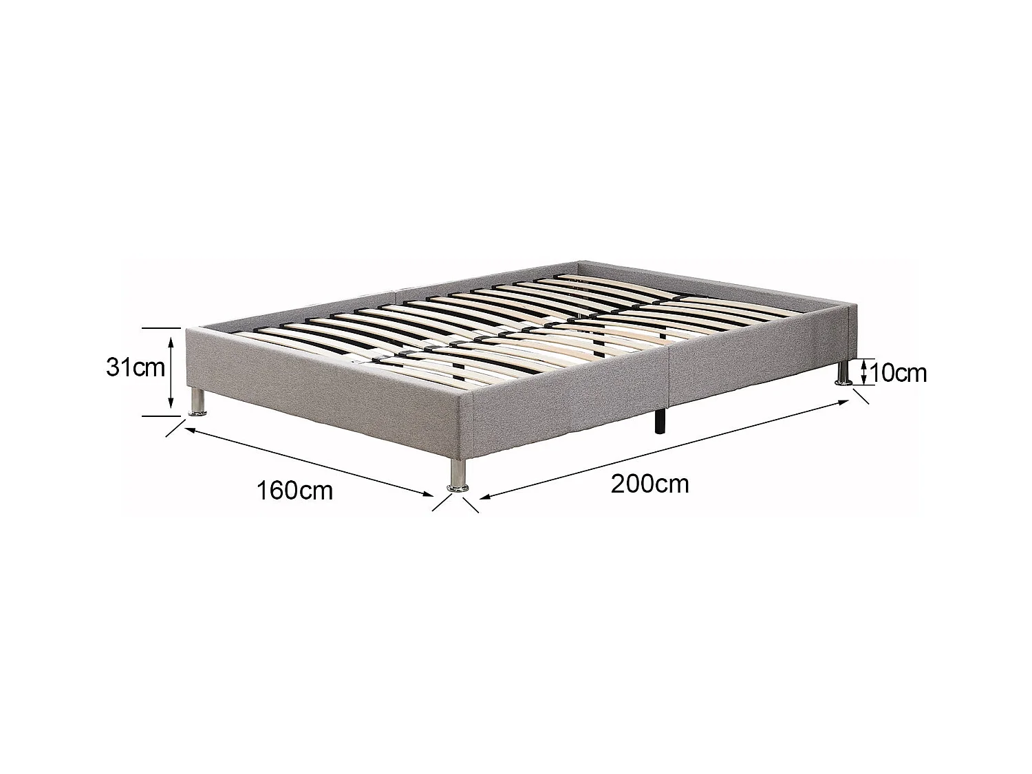 Set van schuimmatras + bedframe Platform gestoffeerd 160x200cm, dikte van de matras 18cm