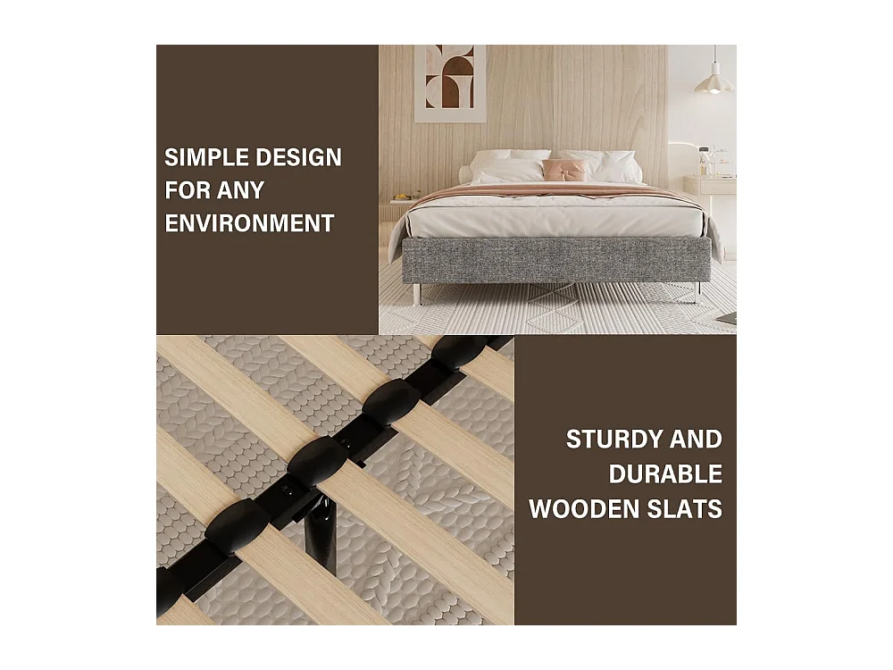 Set van schuimmatras + bedframe Platform gestoffeerd 160x200cm, dikte van de matras 18cm