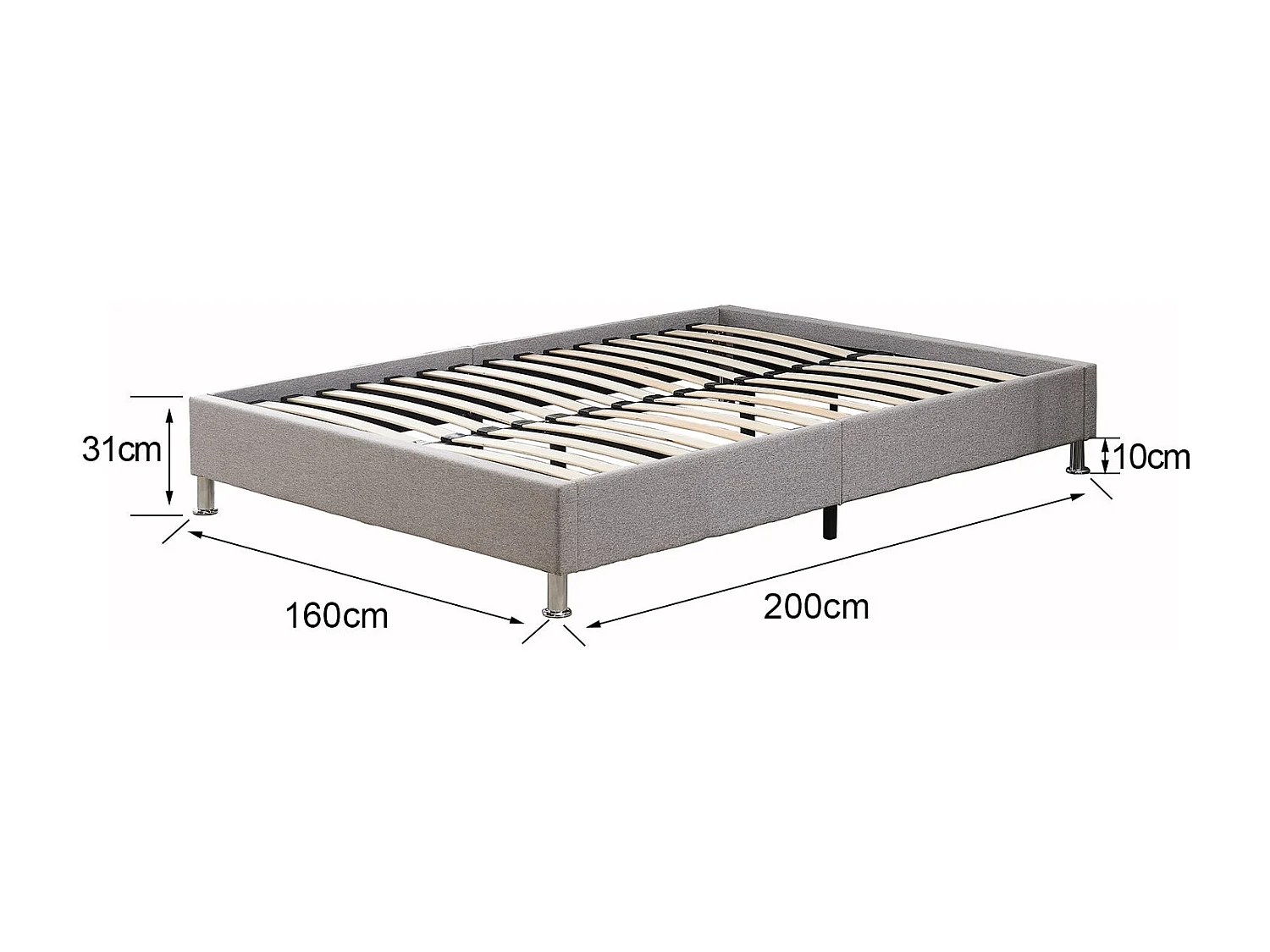 Ensemble Matelas en mousse + Cadre de lit Plateforme Capitonné 160x200cm, Epaisseur du Matelas 18cm