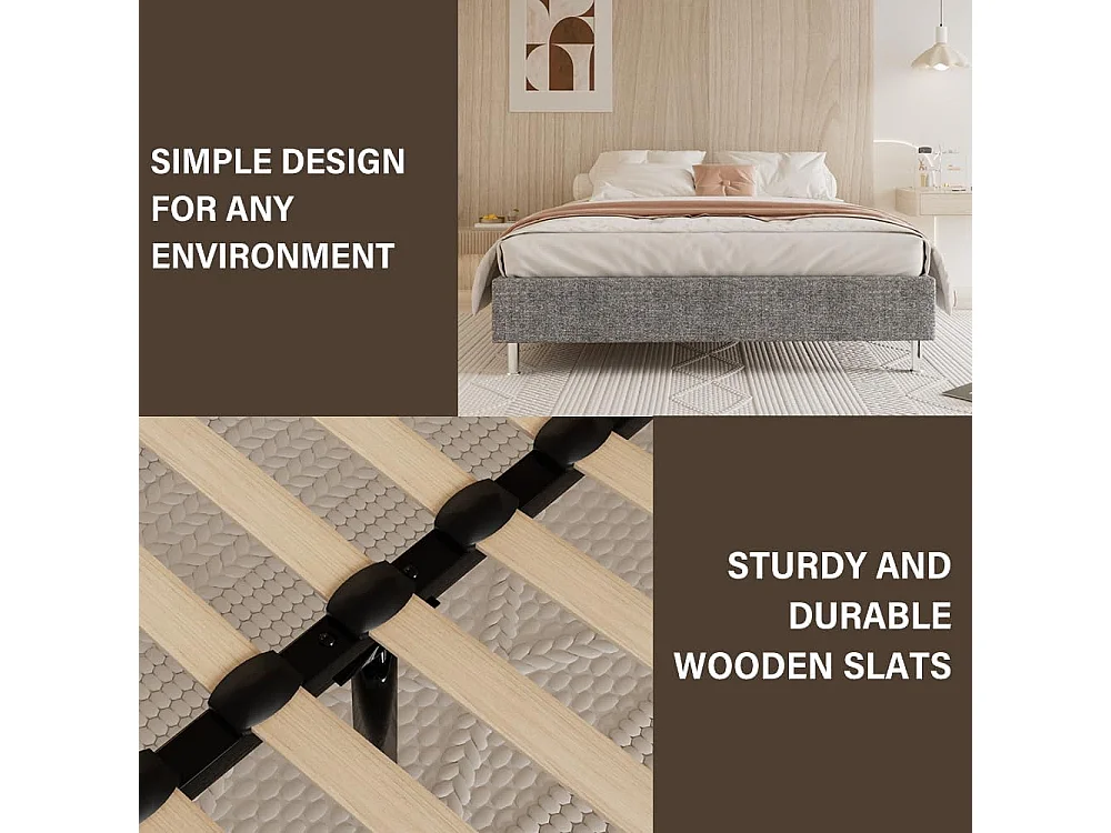 Ensemble Matelas en mousse + Cadre de lit Plateforme Capitonné 160x200cm, Epaisseur du Matelas 18cm