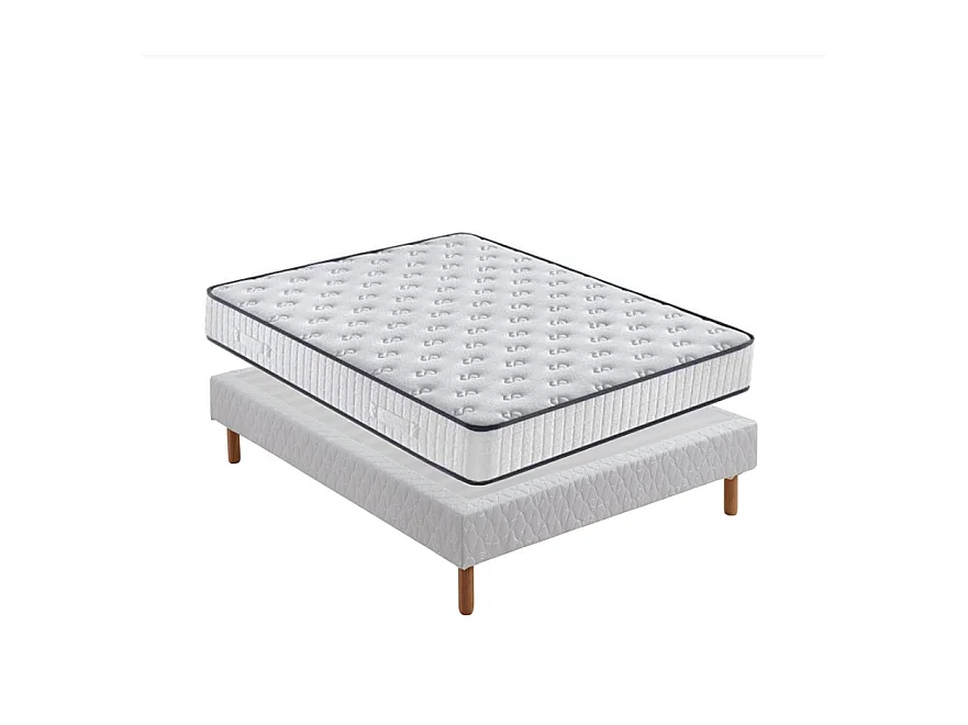 Ensemble Matelas en Mousse+ Lit Sommier Tapissier Déco 140x190cm, Epaisseur du Matelas 22cm