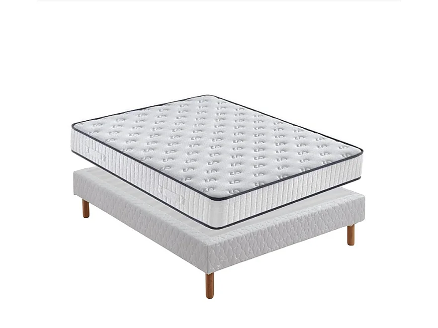 Ensemble Matelas en Mousse+ Lit Sommier Tapissier Déco 140x190cm, Epaisseur du Matelas 22cm