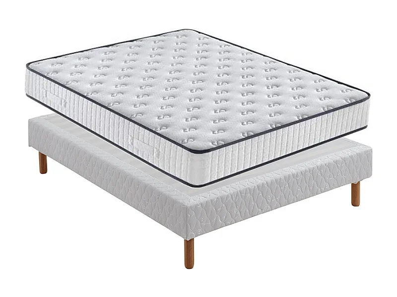 Ensemble Matelas en Mousse+ Lit Sommier Tapissier Déco 160x200cm, Epaisseur du Matelas 22cm