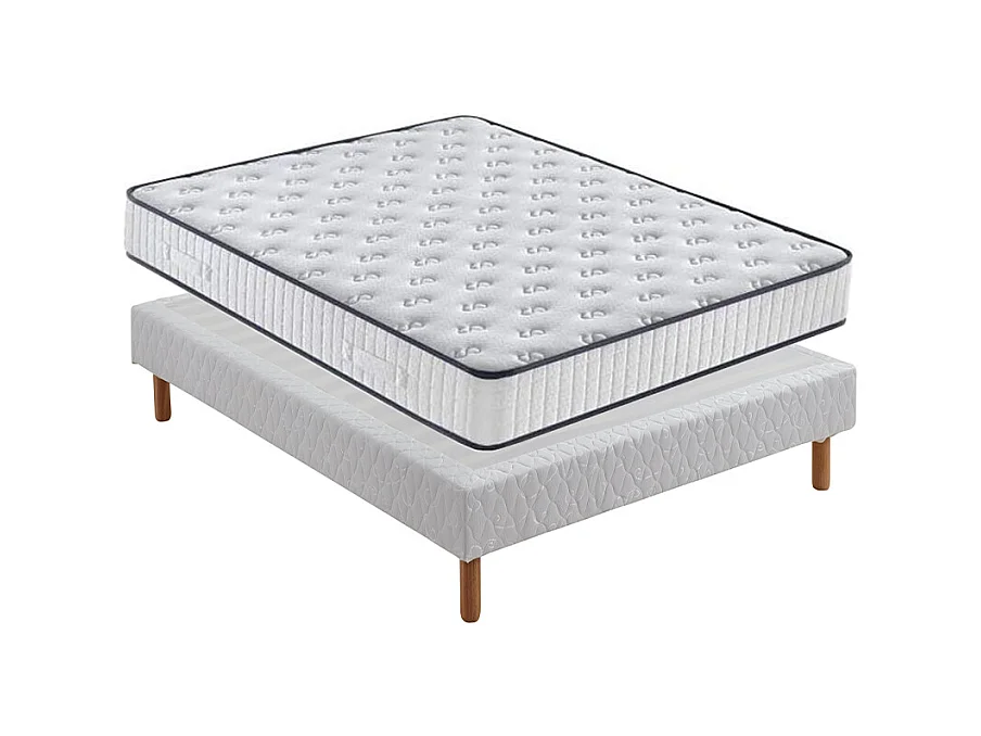 Ensemble Matelas en Mousse+ Lit Sommier Tapissier Déco 160x200cm, Epaisseur du Matelas 22cm