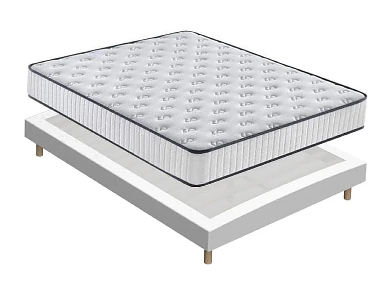Ensemble Matelas en Mousse+ Lit Sommier Tapissier Déco 160x200cm, Epaisseur du Matelas 22cm