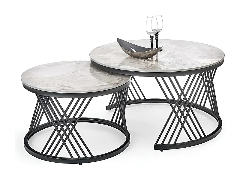 Set di tavolini da caffè Flamingo/set di 2/metallo sinterizzato/grigio nero
