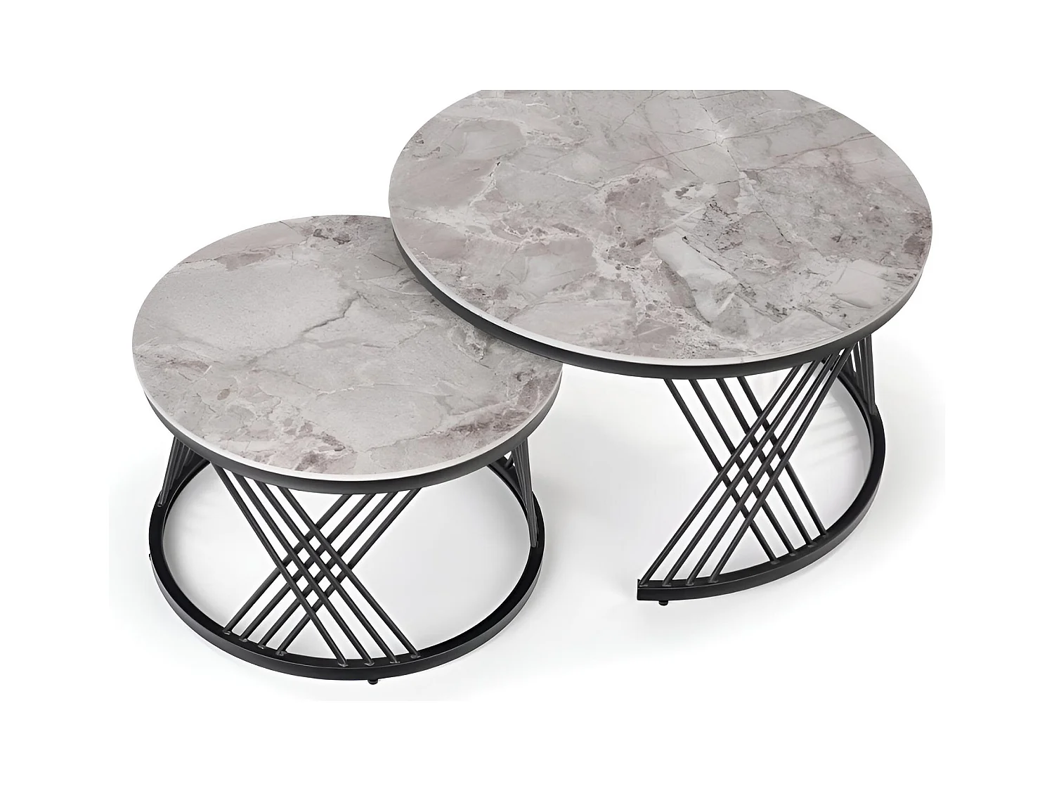 Set di tavolini da caffè Flamingo/set di 2/metallo sinterizzato/grigio nero