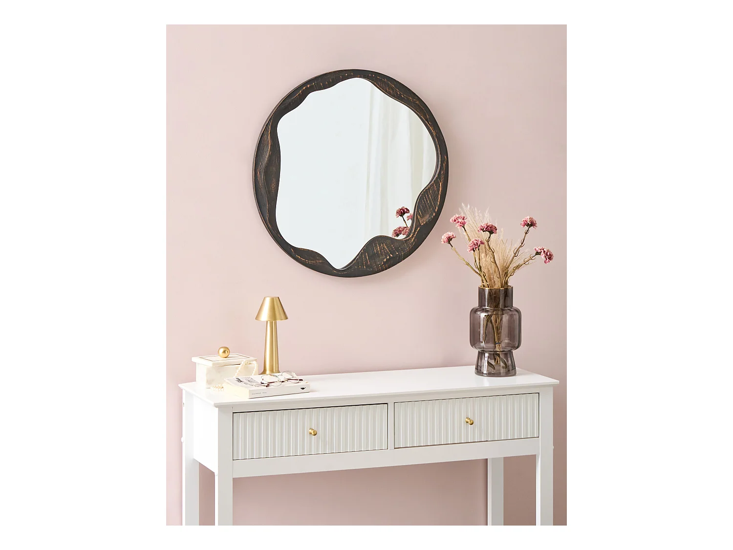 Miroir LANGON 60 cm 60 cm Bois de pin Marron foncé