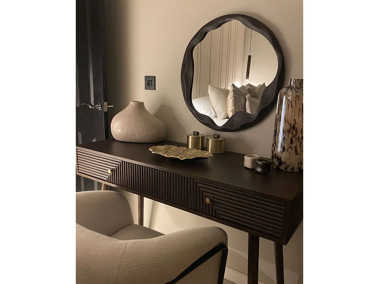 Miroir LANGON 60 cm 60 cm Bois de pin Marron foncé