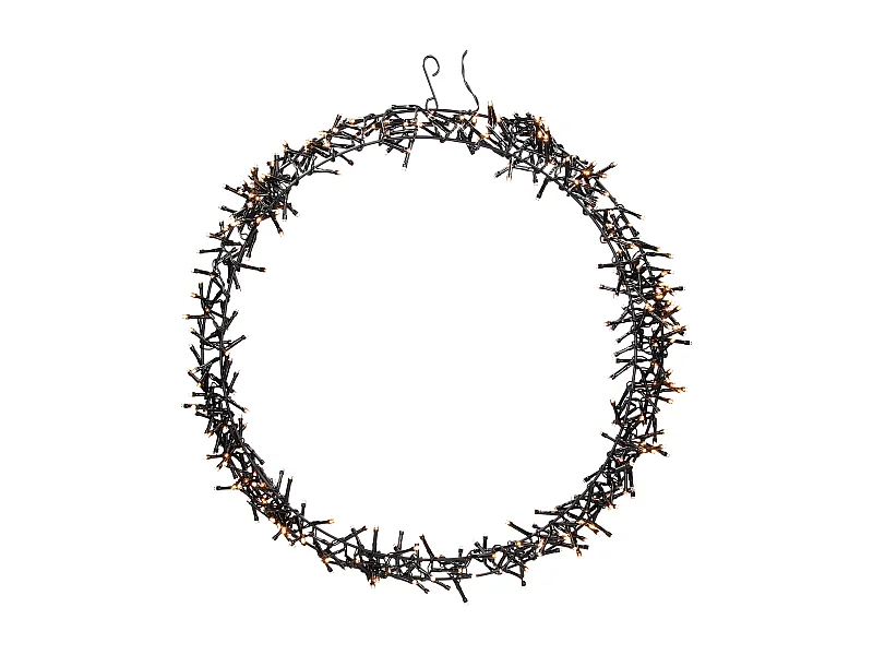 Couronne lumineuse suspendue Ø48cm 400 LEDs blanc chaud en métal ronde 8 modes d'éclairage protection IP44 décoration festive de Noël anneau de porte