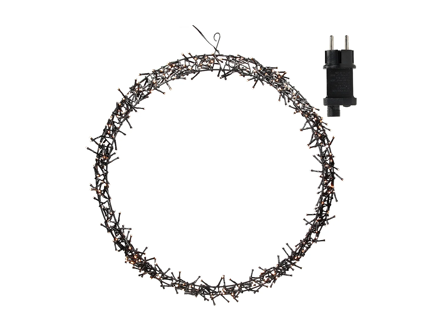 Couronne lumineuse suspendue Ø58cm 500 LEDs blanc chaud en métal ronde 8 modes d'éclairage protection IP44 décoration festive de Noël anneau de porte