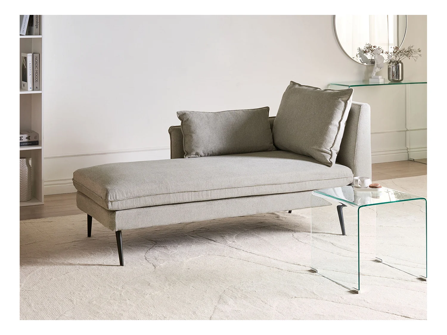 Chaise longue côté droit YERRES Tissu Gris