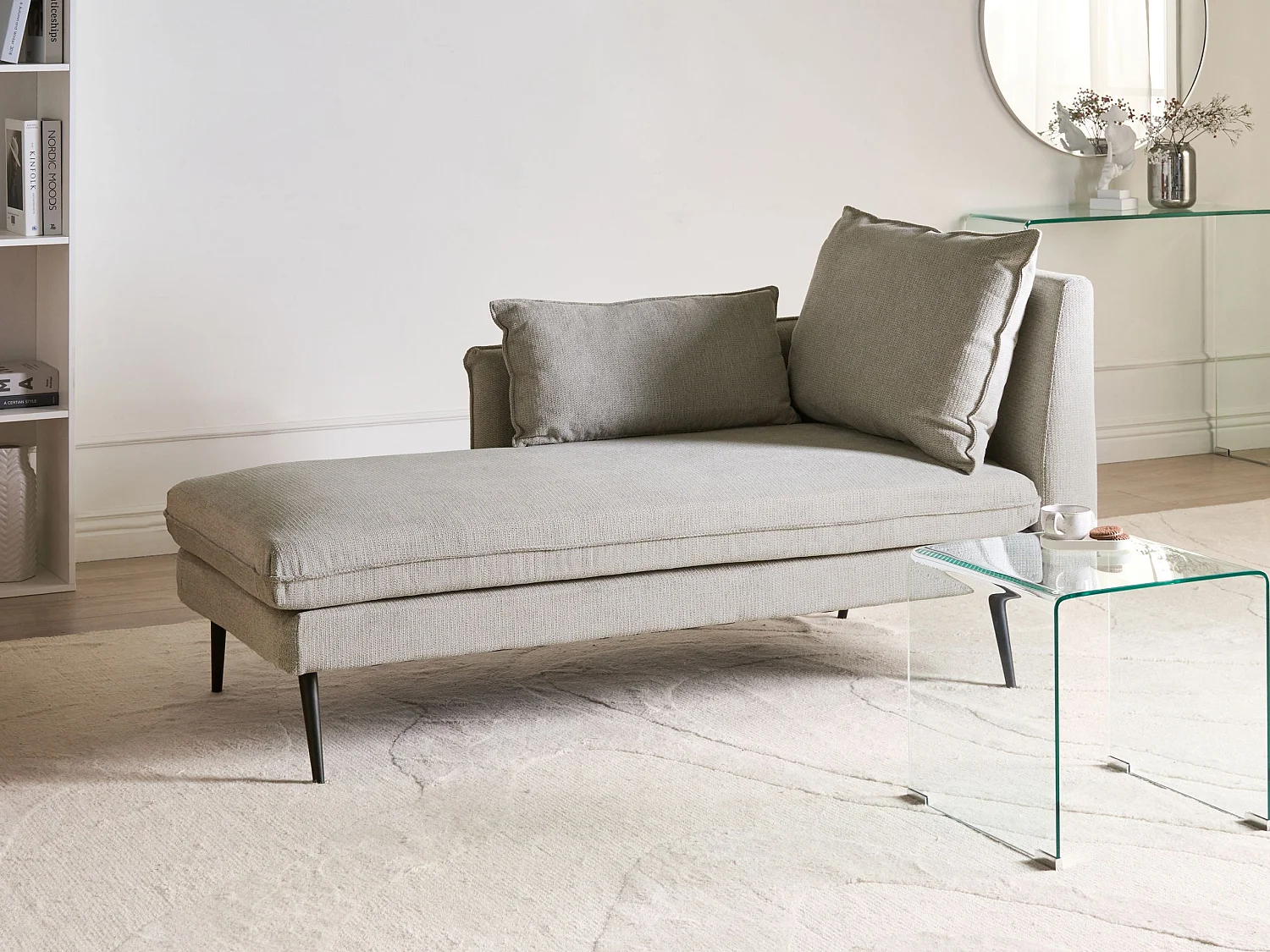 Chaise longue côté droit YERRES Tissu Gris