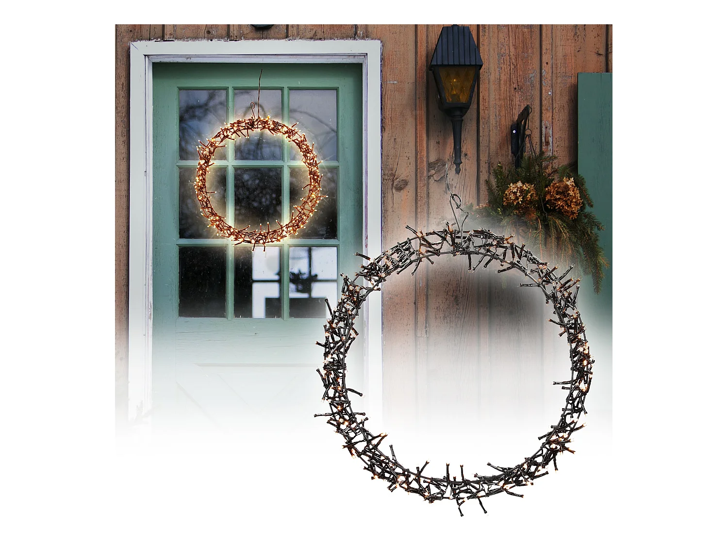 ECD Germany LED Lichterkranz Ø38cm, 300 LEDs, Warmweiß, 8 Modi, IP44 Innen/Außen, Türkranz Fensterkranz Hängekranz Ring Weihnachten Weihnachtsdeko