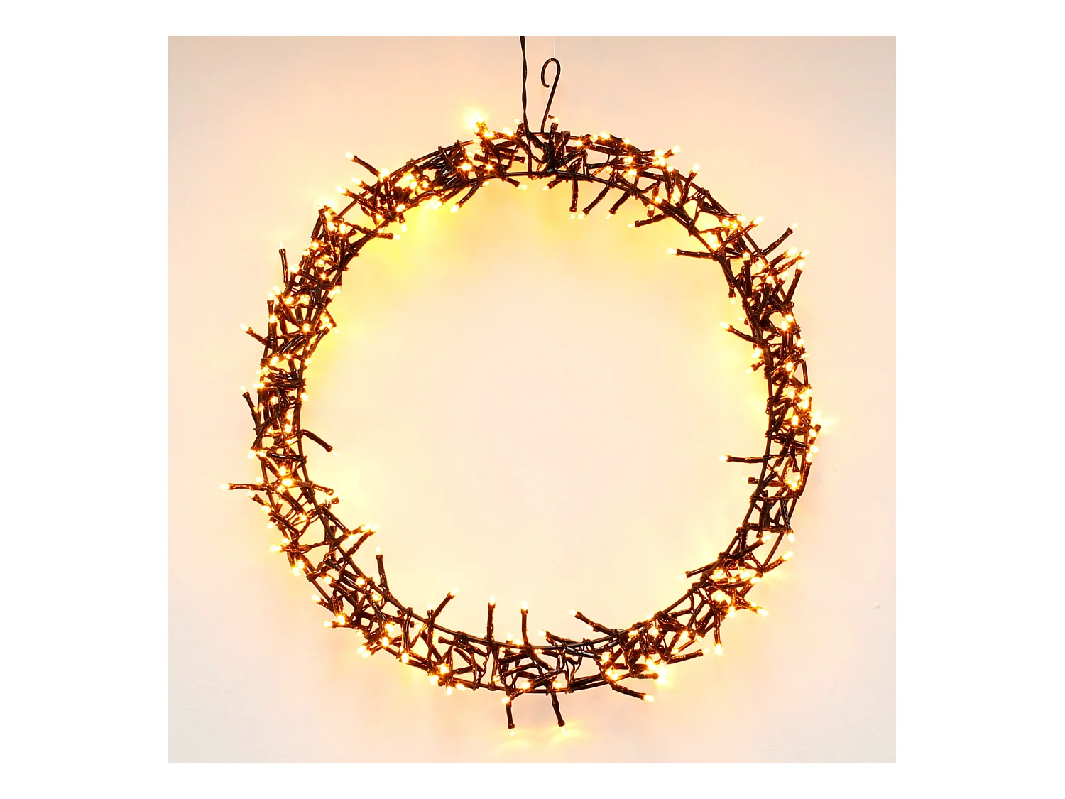 ECD Germany LED Lichterkranz Ø38cm, 300 LEDs, Warmweiß, 8 Modi, IP44 Innen/Außen, Türkranz Fensterkranz Hängekranz Ring Weihnachten Weihnachtsdeko