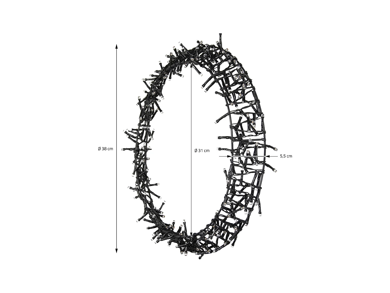 ECD Germany LED Lichterkranz Ø38cm, 300 LEDs, Warmweiß, 8 Modi, IP44 Innen/Außen, Türkranz Fensterkranz Hängekranz Ring Weihnachten Weihnachtsdeko