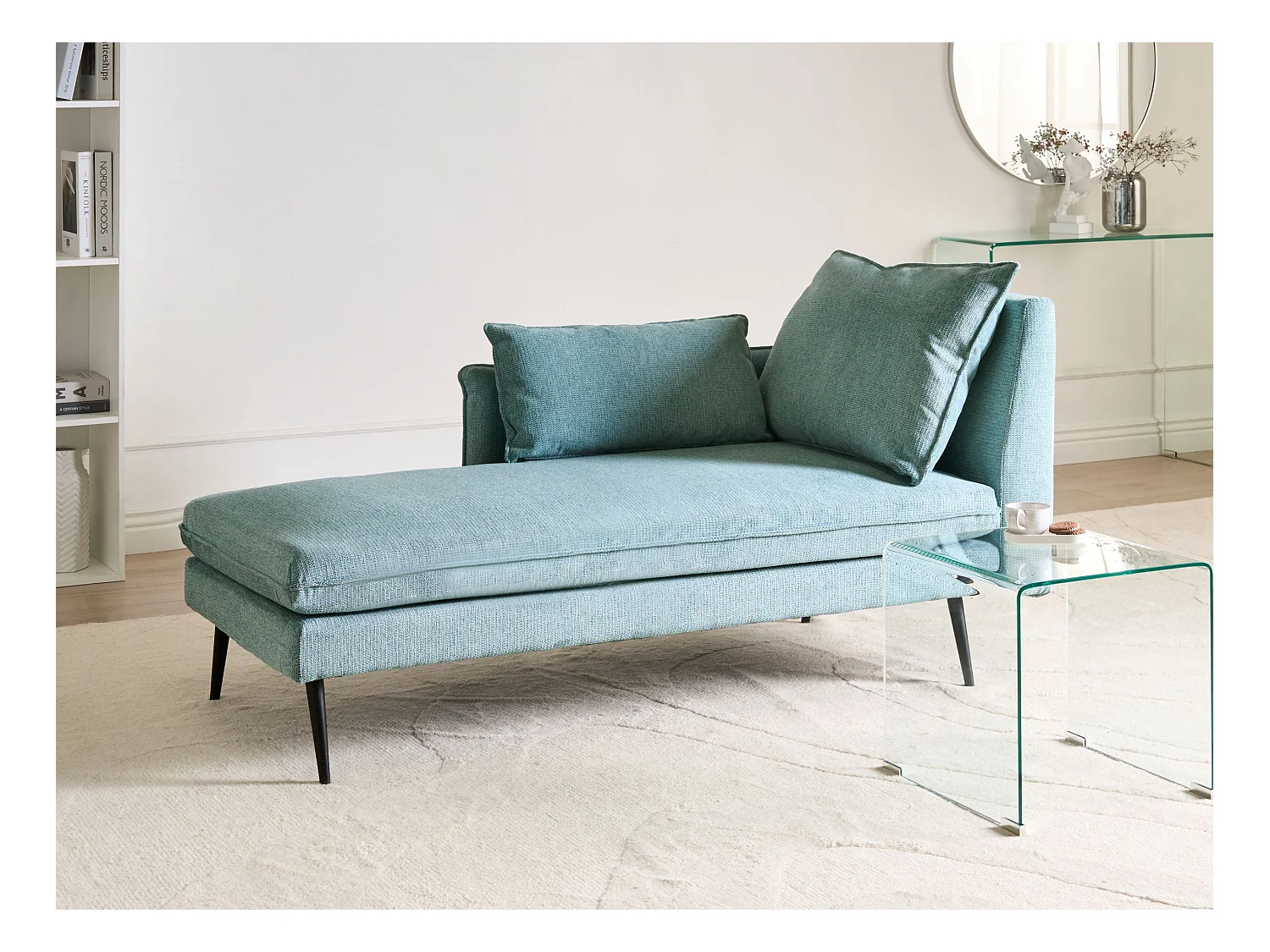 Chaise longue côté droit YERRES Tissu Bleu clair