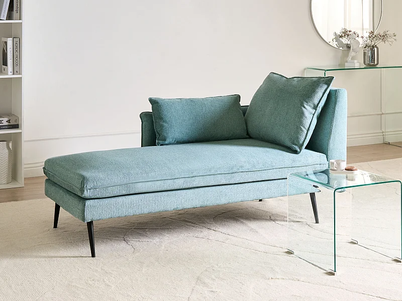 Chaise longue côté droit YERRES Tissu Bleu clair
