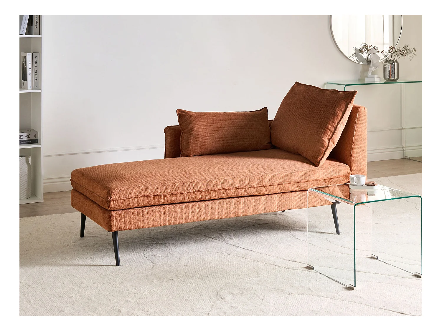 Chaise longue côté droit YERRES Tissu Orange