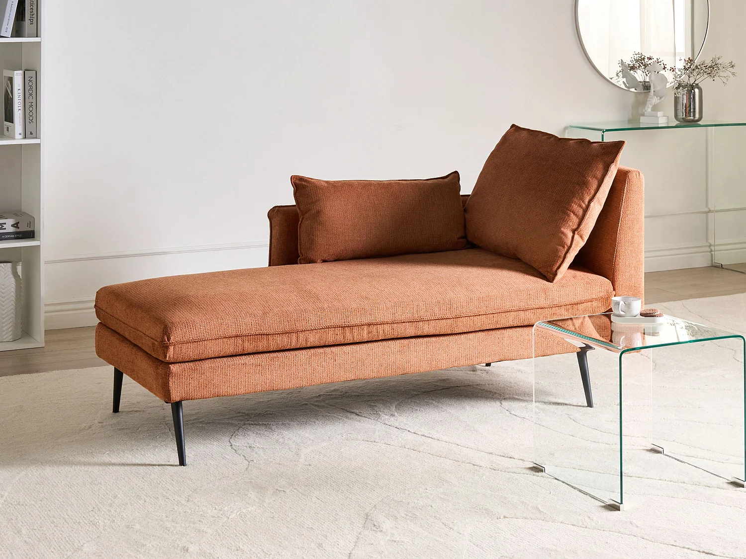 Chaise longue côté droit YERRES Tissu Orange