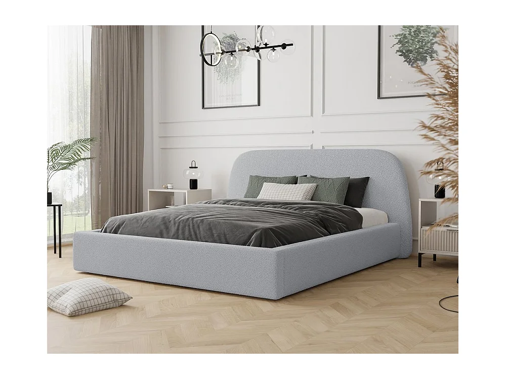 Lit tapissé CLOUD avec coffre de rangement pour la literie | 140x200 Gris