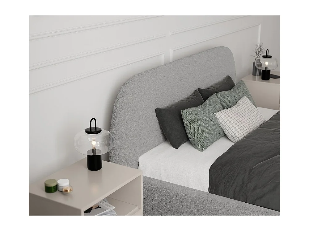 Lit tapissé CLOUD avec coffre de rangement pour la literie | 140x200 Gris