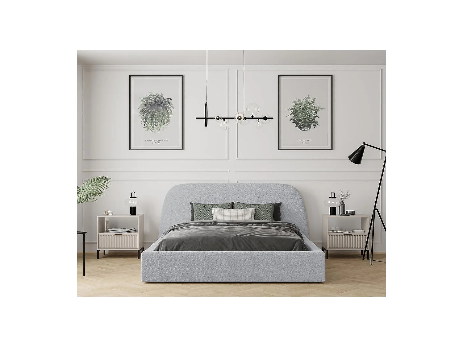 Lit tapissé CLOUD avec coffre de rangement pour la literie | 140x200 Gris