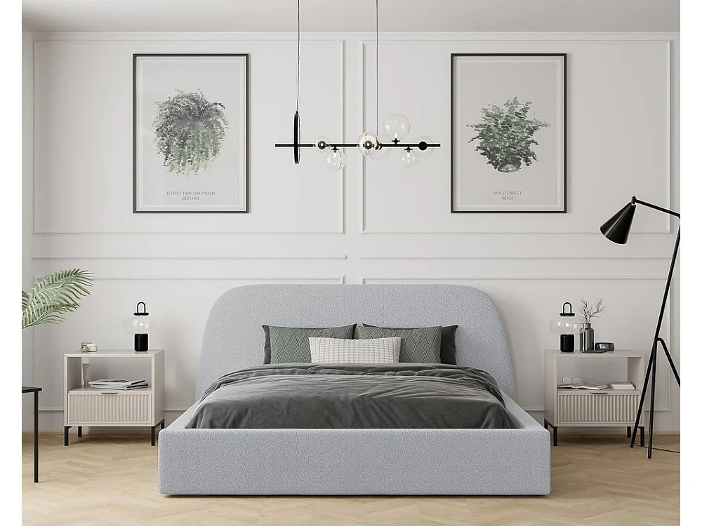 Lit tapissé CLOUD avec coffre de rangement pour la literie | 140x200 Gris